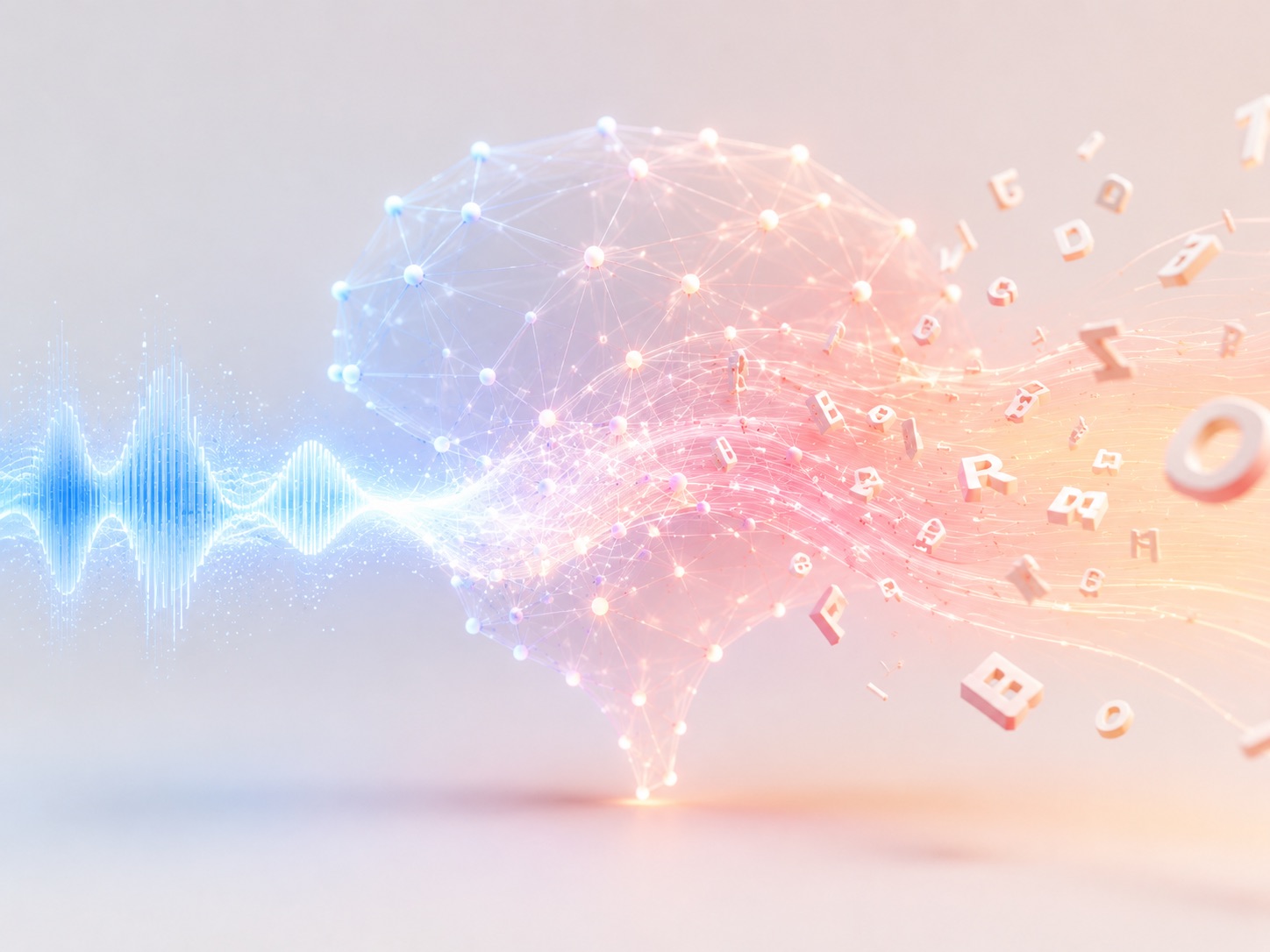 Neural network processing a sound wave, illustrating how AI powers modern speech recognition